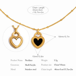 Black and White Heart Necklace