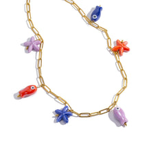 Load image into Gallery viewer, Fish &amp; Starfish Charm Necklace
